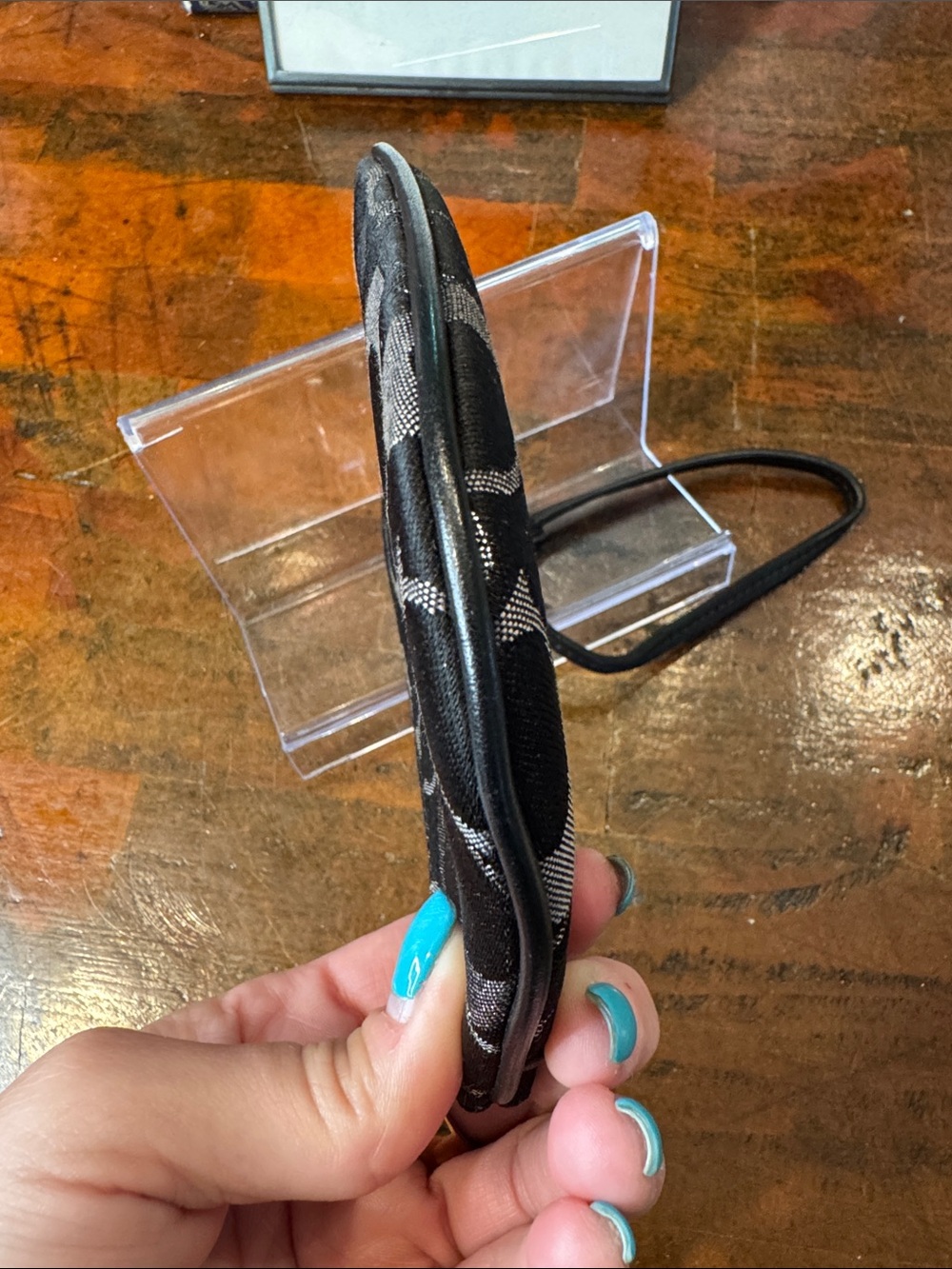 Coach Black and Gray Signature Wristlet - Picture 8 of 9